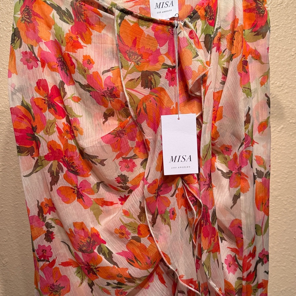 Misa Floral asymmetrical midi ruffle skirt WOMENS size medium NWT - Picture 12 of 17